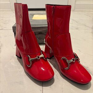 JEFFREY CAMPBELL Deneuve block heel Bootie In Red Patent